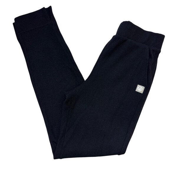 Straight Down Black Mavis Waffle Knit Jogger - Size Small - Picture 1 of 15